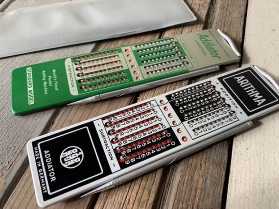 2x Arithma Addiator pocket Calculator tool 1970 Germany