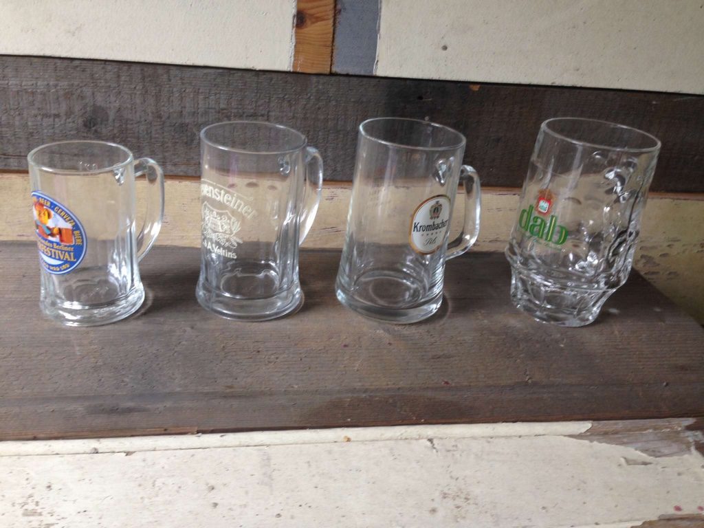 Vintage beer mugs in different sizes