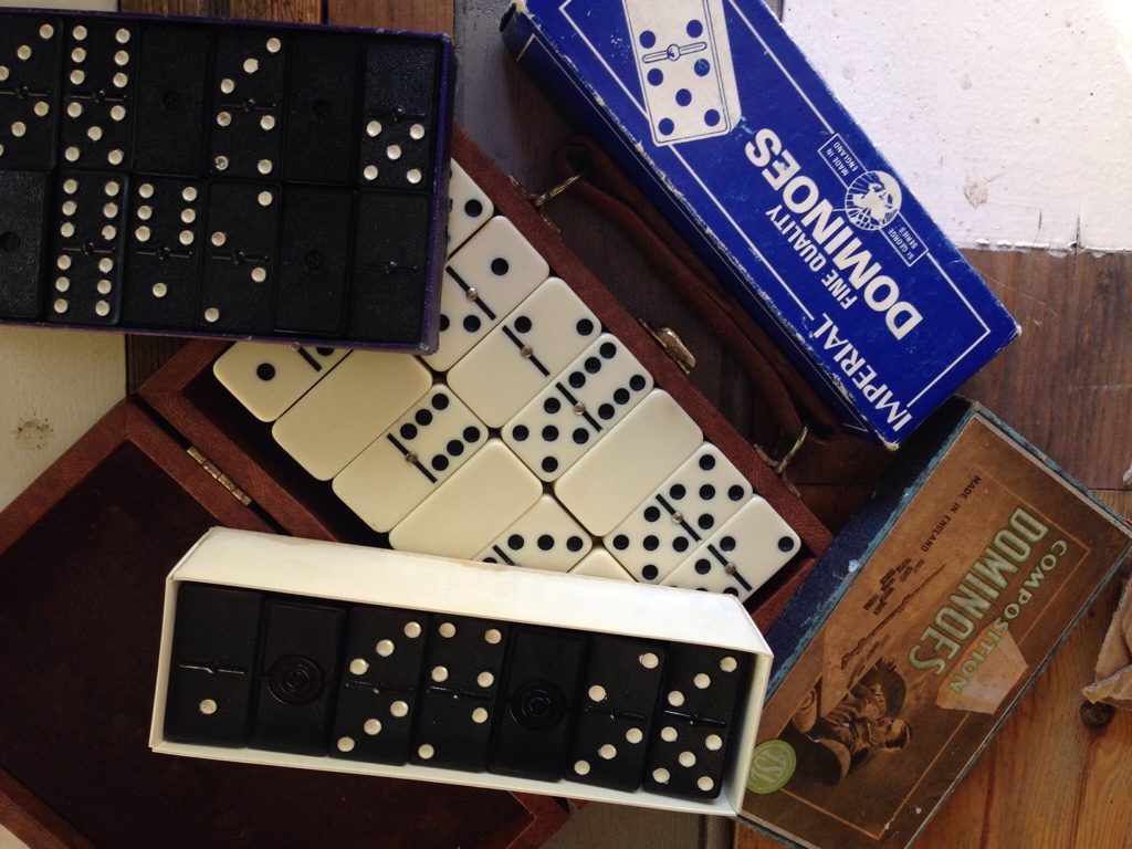 collecting vintage domino sets in different packages