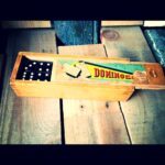 Black wooden dominoes 1950's wooden box