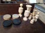Chess checkers wooden box set 1950 - Image 2