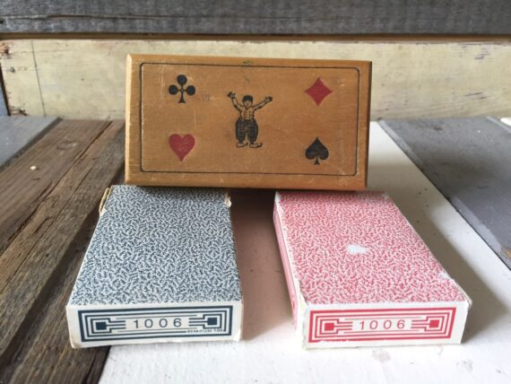 Wood 2 deck card box 1960 Holland - Image 5