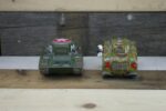 Tin plate toy 2x tanks mechanical 1960 Japan - Image 4