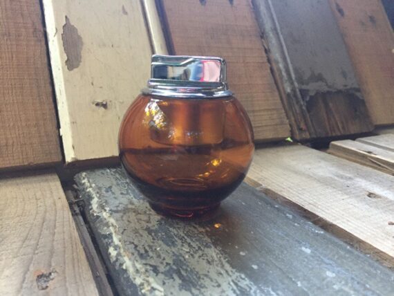 Bruckmann amber table lighter glass 1970 Germany - Image 2