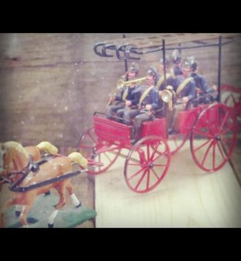 Wiespi Kovar 6 Firefighters with horse carriage 54mm Austria 1970