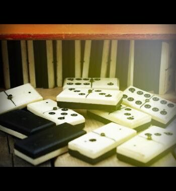 Double 6 Domino set Bone and Wood in box 1950 Holland