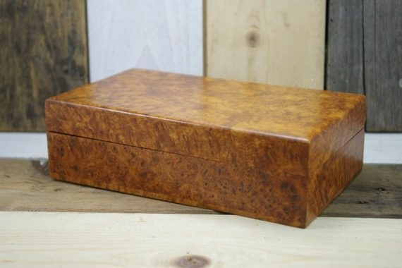 Handcrafted burl wood desk cigar box - Image 2