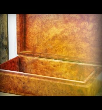 Handcrafted burl wood desk cigar box