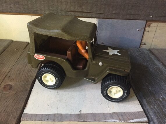 Tonka tin toy army Willys Jeep with driver 1970 USA - Image 7