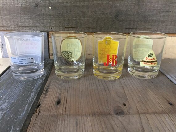 4 Whisky glasses Grants Mackinlay JB Long John 1980 France - Image 2