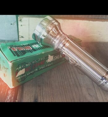 Flying Crane Flashlight tin chrome 1970 box China