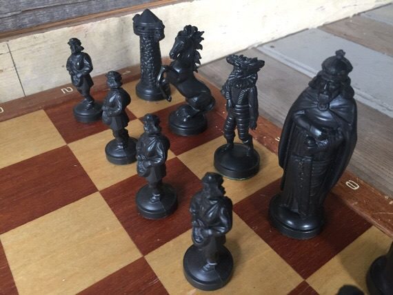 Chessboard and medieval Pieces 1960 Netherlands - Image 8