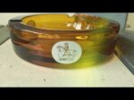 Caballero round amber glass ashtray 1980 Italy