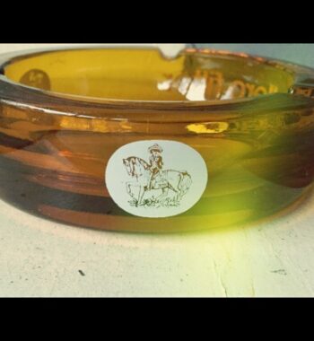 Caballero round amber glass ashtray 1980 Italy