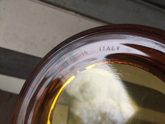 Caballero round amber glass ashtray 1980 Italy - Image 2