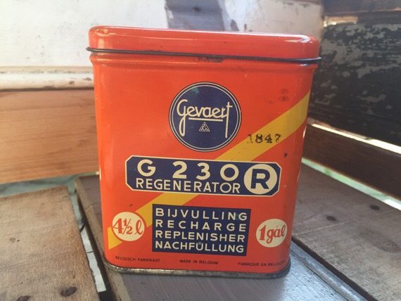 Gevaert Agfa G 230 R regenerator tin can 1950 Belgium - Image 3