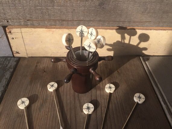 Nautical olive forks helm steering wheel 1970 - Image 6