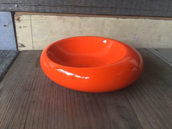 Orange ceramic design cigar ashtray 1970 Italy - Image 2