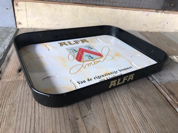 Alfa serving Italy waiter tray tin beer 1980 Holland - Image 3