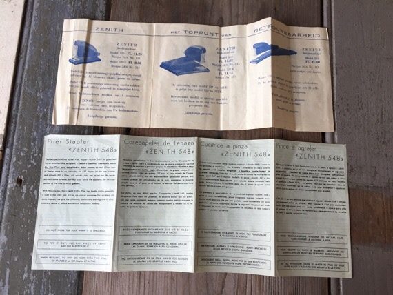 Zenith 548 stapler Box instructions Italy 1950 - Image 3