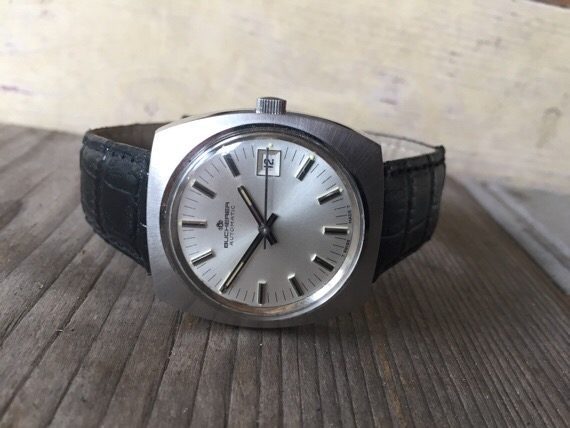 Bucherer automatic date steel watch 1970 Switzerland - Image 2