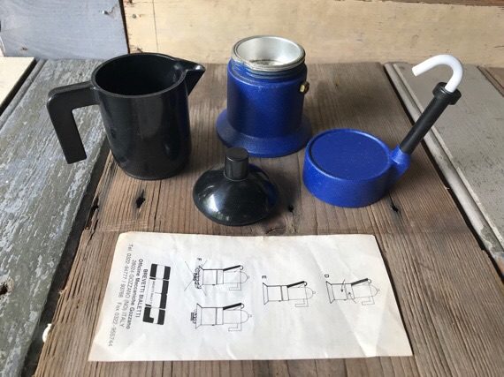 Bialetti OMG blue design moka pot percolator 1 cup Italy 1970 - Image 3