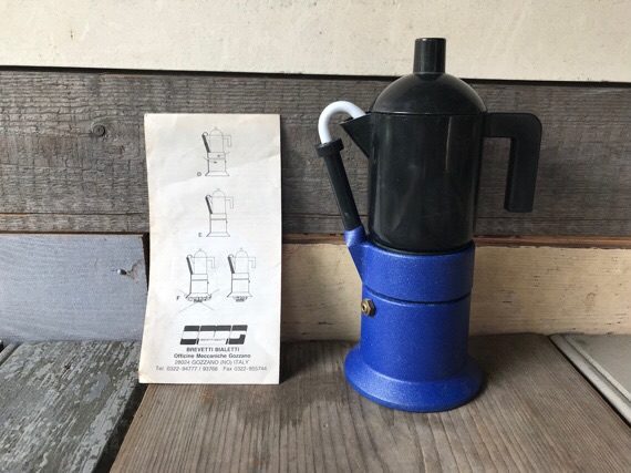 Bialetti OMG blue design moka pot percolator 1 cup Italy 1970 - Image 2