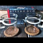 Set of 2 Bodum white handle Coffee Tea glasses in box 2000 Switzerland