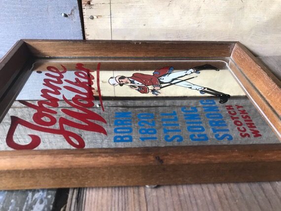 Johnnie Walker small bar mirror display 1970 Scotland