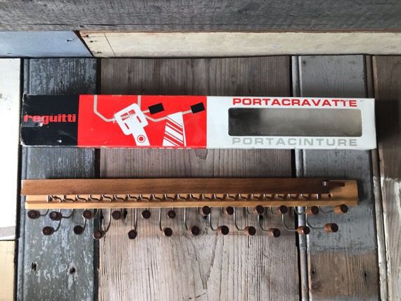 Fratelli Reguitti wood tie rack in box 1970 Italy - Image 4