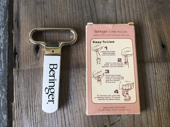Beringer cork puller corkscrew in box bar tool 1980 USA - Image 3