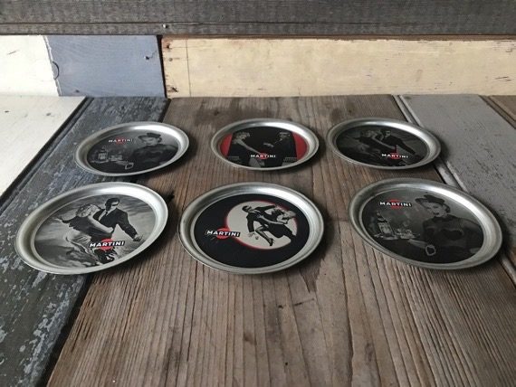 Martini Man Commercial film coaster set 6x tin 1990 Italy - Image 3