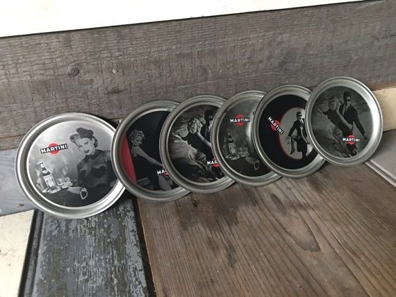 Martini Man Commercial film coaster set 6x tin 1990 Italy - Image 4