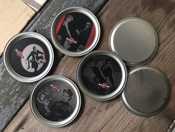 Martini Man Commercial film coaster set 6x tin 1990 Italy - Image 5