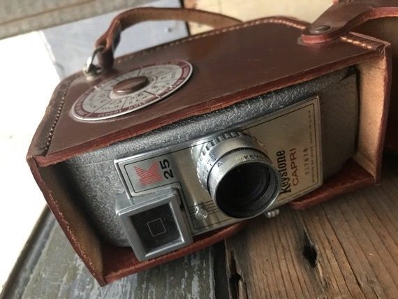 Keystone Capri K25 video Camera 8mm in leather case USA 1960