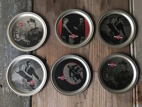 Martini Man Commercial film coaster set 6x tin 1990 Italy - Image 2