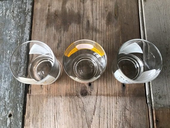 3 Whisky glasses Black White Haig's Sandeman 1980 France - Image 4