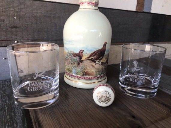 Famous Grouse Whiskey bottle glasses 1990 Scotland - Image 3