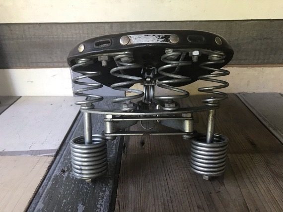 Lepper Primus leather mens saddle bike huge springs 1989 Holland - Image 6