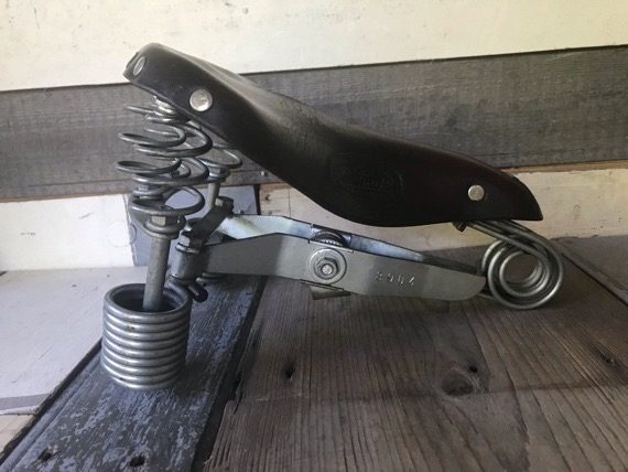 Lepper Primus leather mens saddle bike huge springs 1989 Holland - Image 3