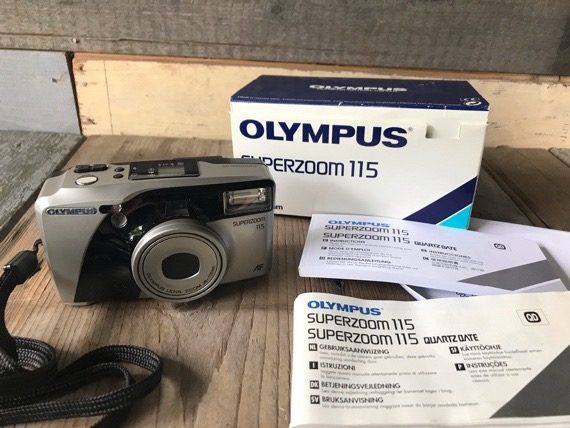 Olympus Superzoom 115 in box camera 35mm papers 1990 Japan - Image 3
