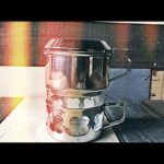 Durobor type Duralex steel single serve drip coffee pot 1980 France