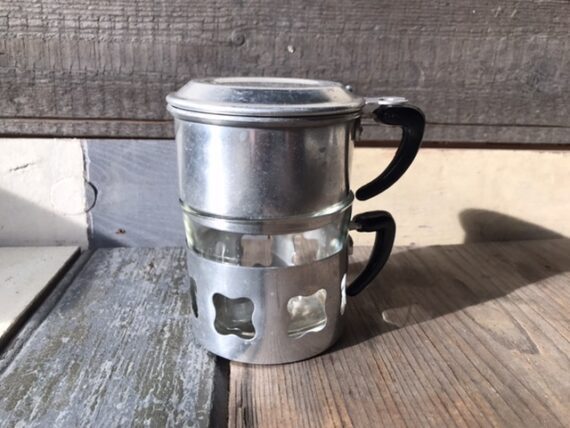 Duralex Durobor type single serve drip pot steel 1960 Italy - Image 2