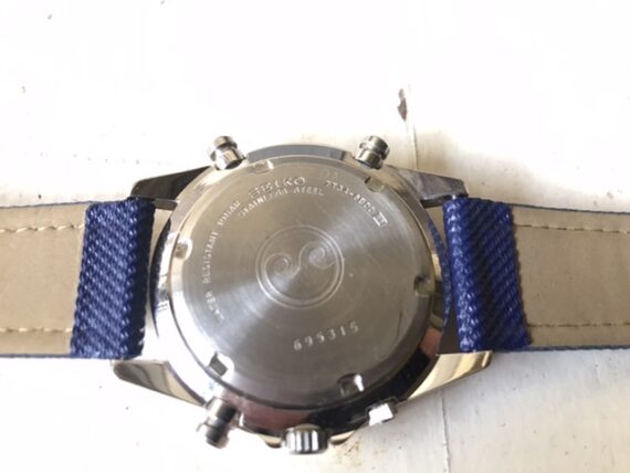 Seiko 7t34-6B00 Flightmaster SQ100 alarm chronograph blue steel 1990 Japan - Image 10