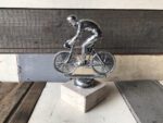 Metal trophy speed cycle bike rider statue 1980 Holland - Image 3