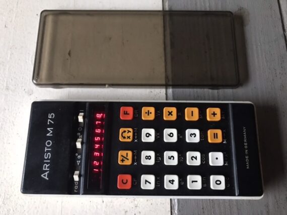 Aristo M75 red LED calculator box papers 1970 Germany - Image 4
