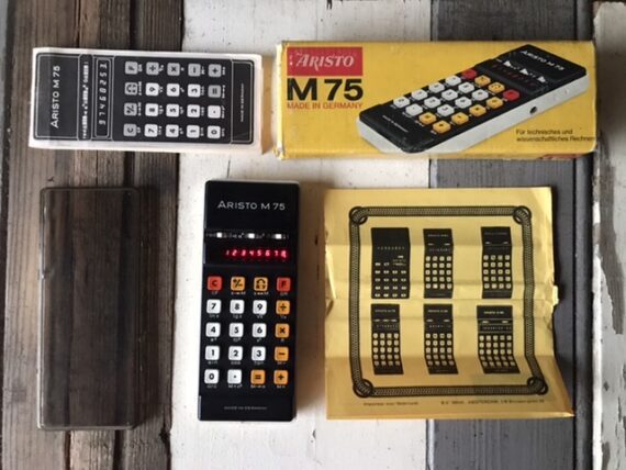 Aristo M75 red LED calculator box papers 1970 Germany - Image 5