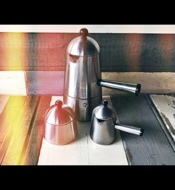 Lavazza Carmencita set moka pot stainless steel 4 cup Italy 1990