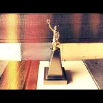 Metal trophy car speed racer rider statue 1956 Holland