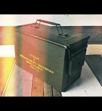 Large cal 50 mm ammo box nr 75 VB 58 military can 1980 Holland